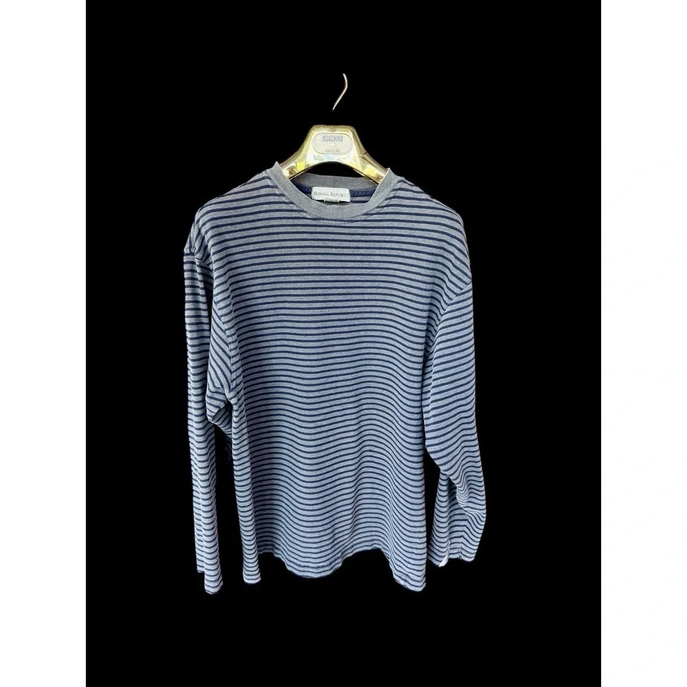 Vintage 90's Banana Republic Pullover‎ Sweater Medium Striped Distressed Cotton